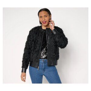 Mally Roncal Rosebud Textured Bomber Jacket BLACK EXTRA LARGE